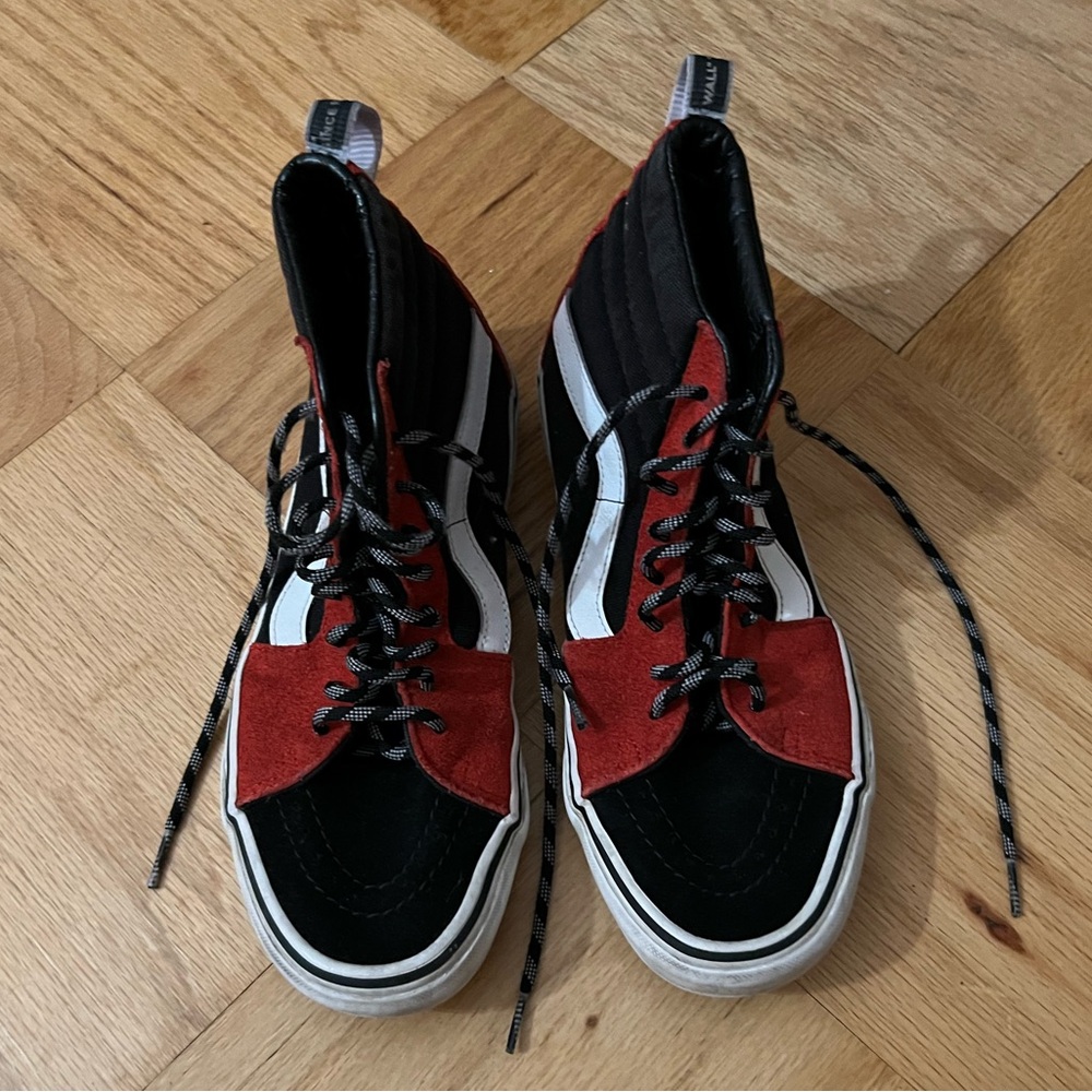 Vans Black and Red High Top Shoes